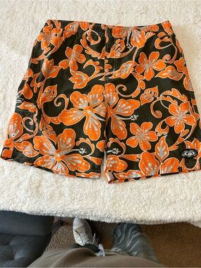 Orange Floral Swim Shorts